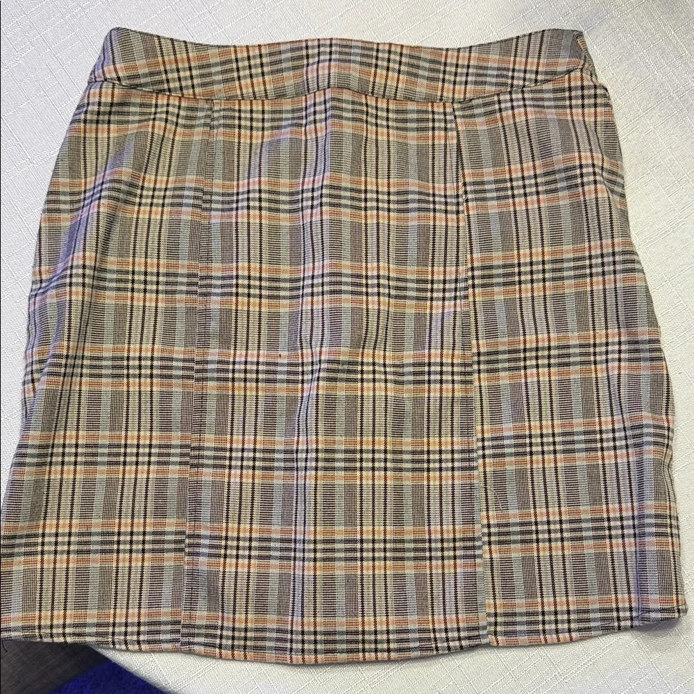 Urban Outfitters A-Line Plaid Skirt - Brown and Orange